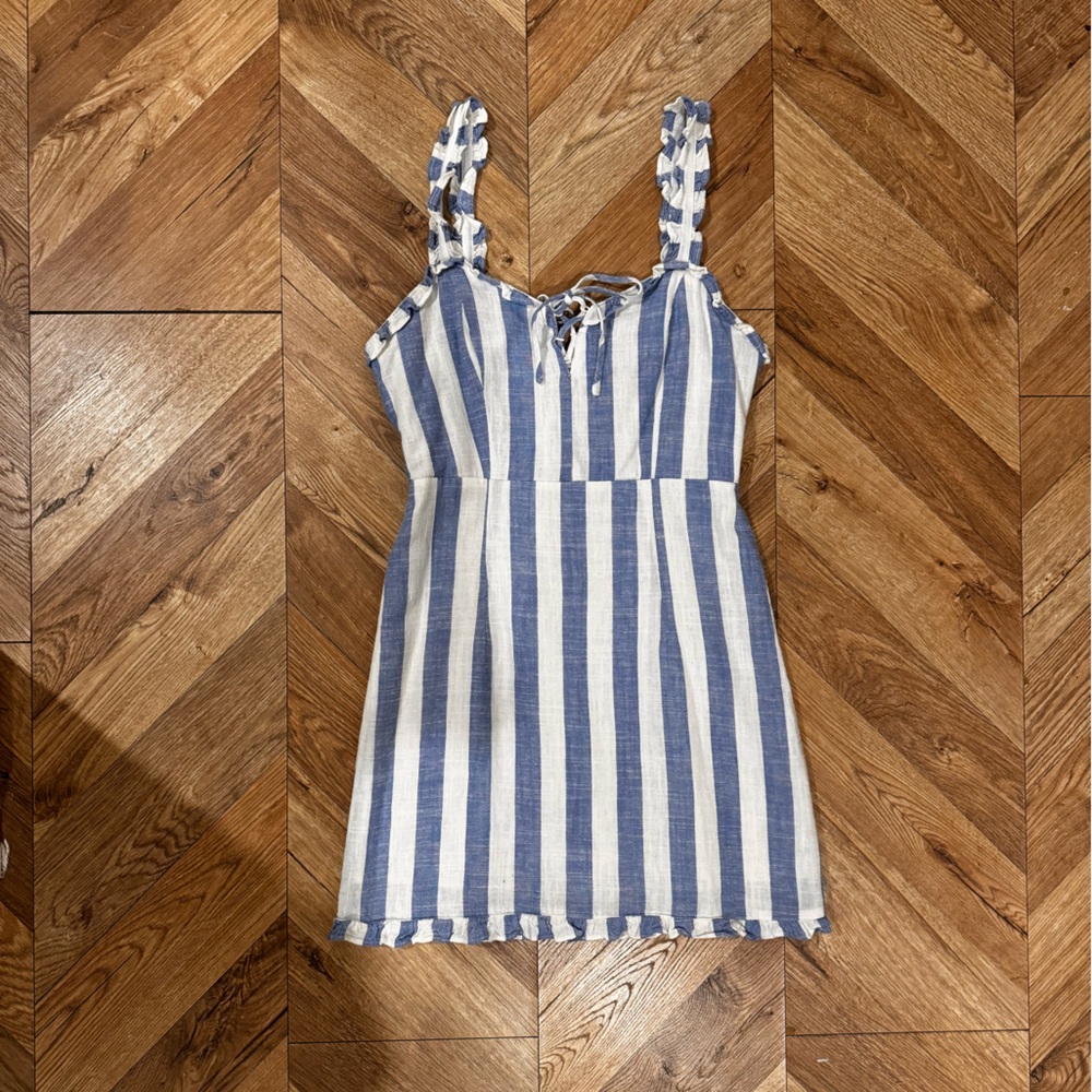 Blue and white striped dress
